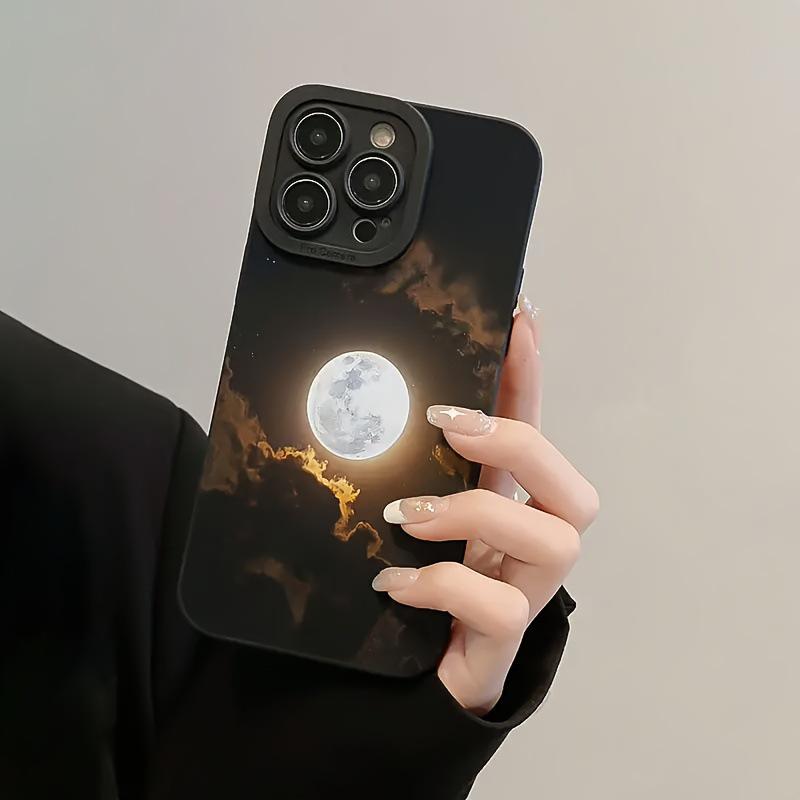 Универсальный мягкий чехол 'Луна и Облака' для iPhone 16 Pro Max до 12 Pro Max и iPhone 11