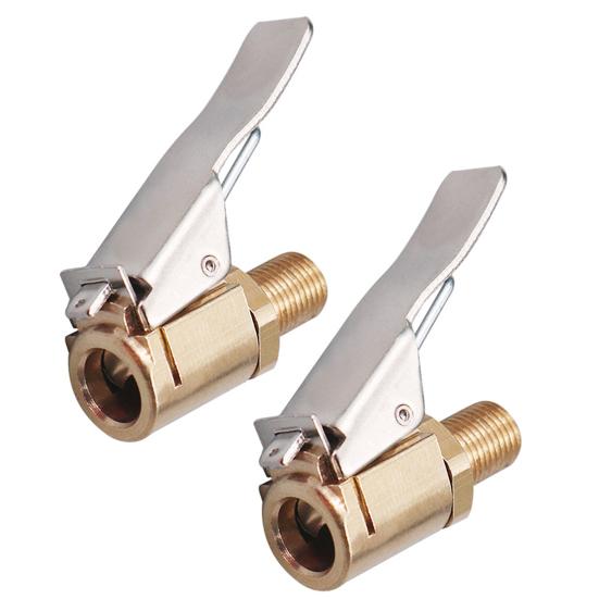 2 шт. Латунные насадки для накачки шин с фиксатором, Пневматический зажим с силиконовым уплотнением, Быстроразъемный зажим для вентиля шины, для автомобильного насоса, Портативный, Противоутечка, Адаптер