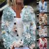 Women's Fashion Long Sleeve Christmas Snowman Snowflake Print Jacket Cardigan