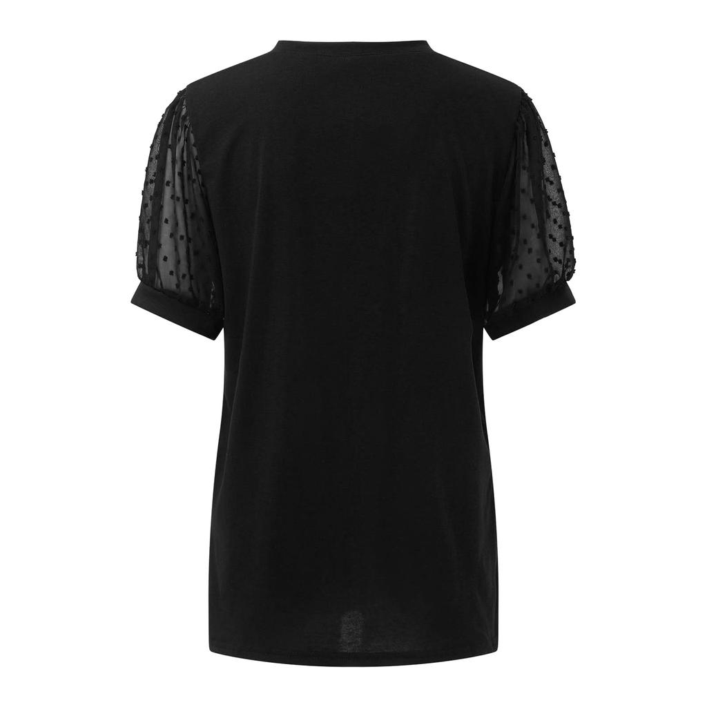 Женские повседневные свободные рубашки с v-образным вырезом и короткими рукавами, топы с пышными рукавами, футболки