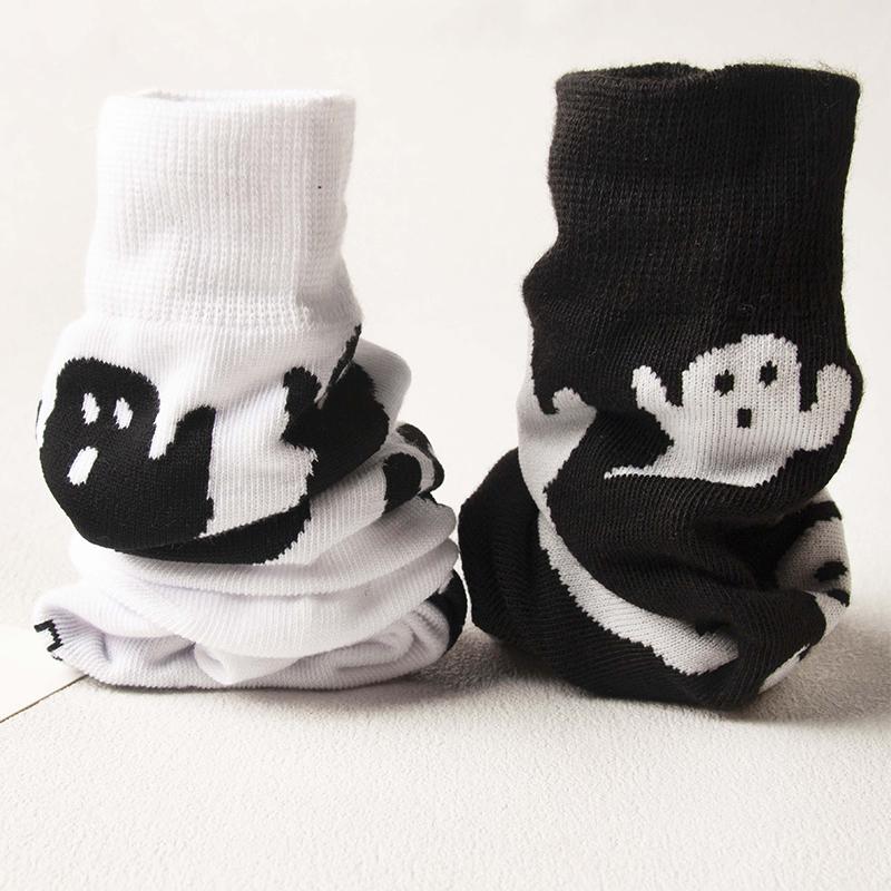 1Pair Halloween Middle Tube Socks Cute Cartoon Ghost Socks Unisex Autumn Winter Warm Socks Couple Gifts