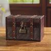 Wooden Retro Woven Lockable Medicine Box Organizer With Password For Home Office