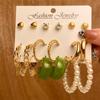 Vintage Butterfly Leopard Earring Set Star Moon For Women Girls Pearl Transparent Resin Earrings Elegant Wedding Party Jewellery