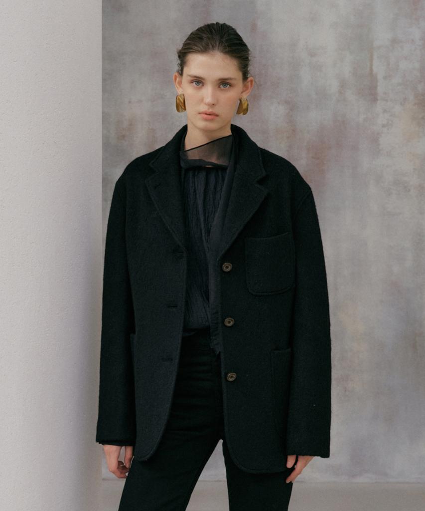 Barneys Newyork Fw Карни Куртка-пальто из ворсистой альпаки Черный