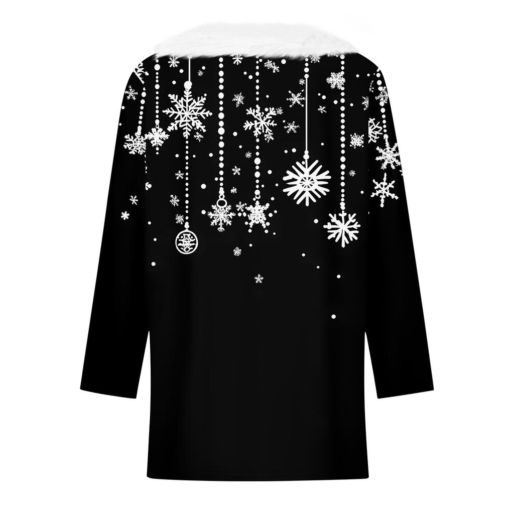 Women's T Shirt Tee Christmas Print Shirt Three Quarter Sleeve Party Christmas Fleece Collar V Neck  Top