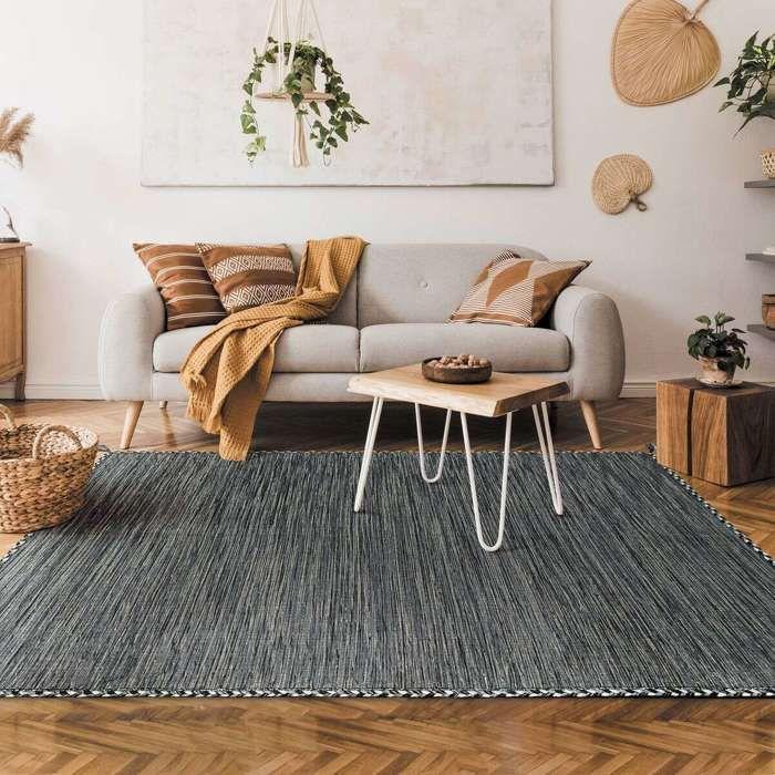 Tapis en coton tissé et tressé gris 160x230