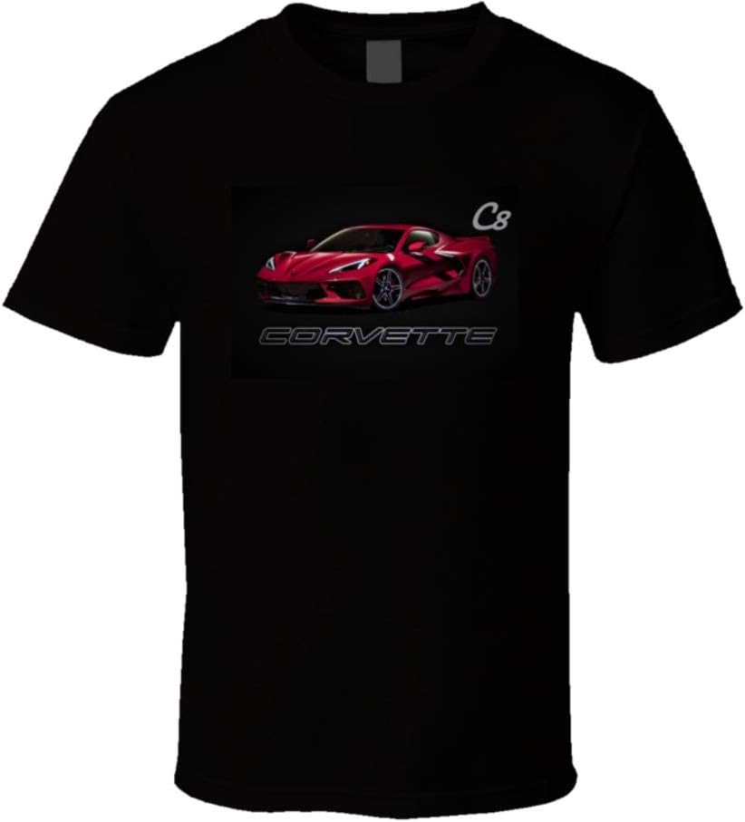 Red C8 Corvette Sports Car Graphic T-shirt