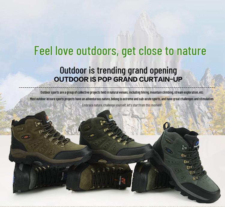 Unisex High-Top Outdoor Hiking Shoes - Spring & Autumn, Plus Size, Casual Mid-Top Climbing Footwear