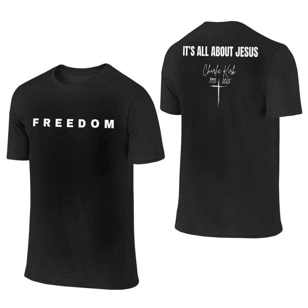 Men Women T-Shirts Freedom Charlie Kirk Eagle Prayer 100% Cotton Tee Shirt True Patriot T Shirts Clothes 2-sided Graphic Printed