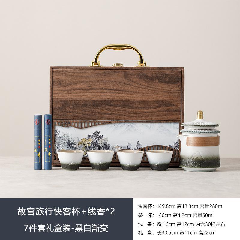 Merchandise Ceramic Forbidden City Kung Fu Tea Set Water Cup Tea Separation Teacup Send Customer Office Culture Companion Gift Pack