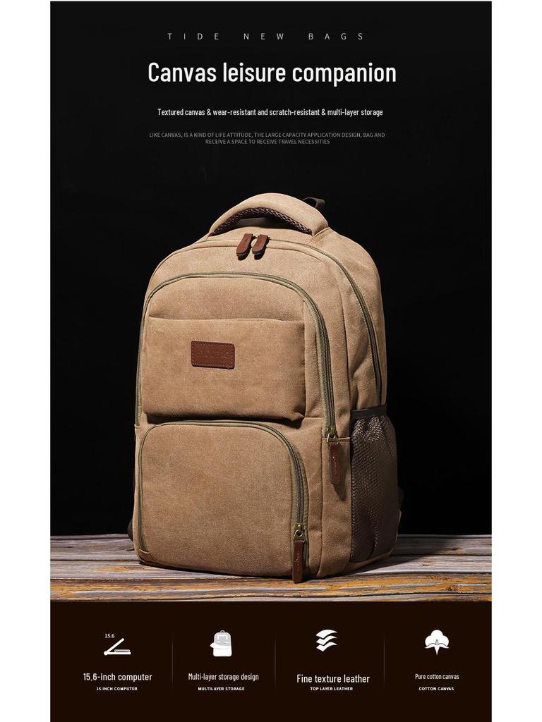 Высококачественный холщовый рюкзак: Унисекс, Большая вместимость, Водонепроницаемый, Повседневный