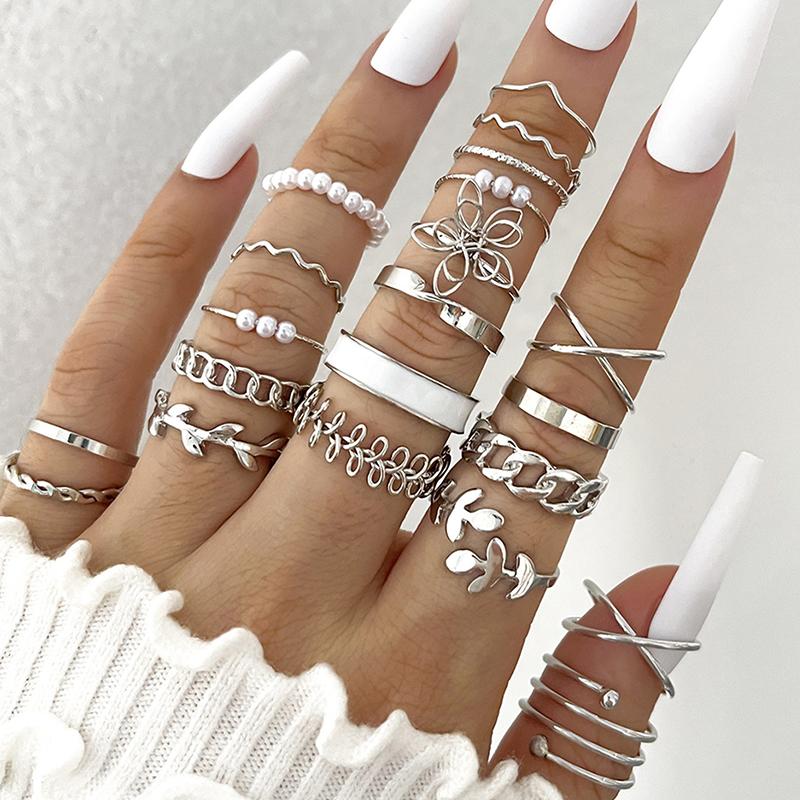 Кольца из сплава, набор для женщин, ювелирные изделия, регулируемое кольцо для девочек, панк-аксессуары, ювелирные изделия