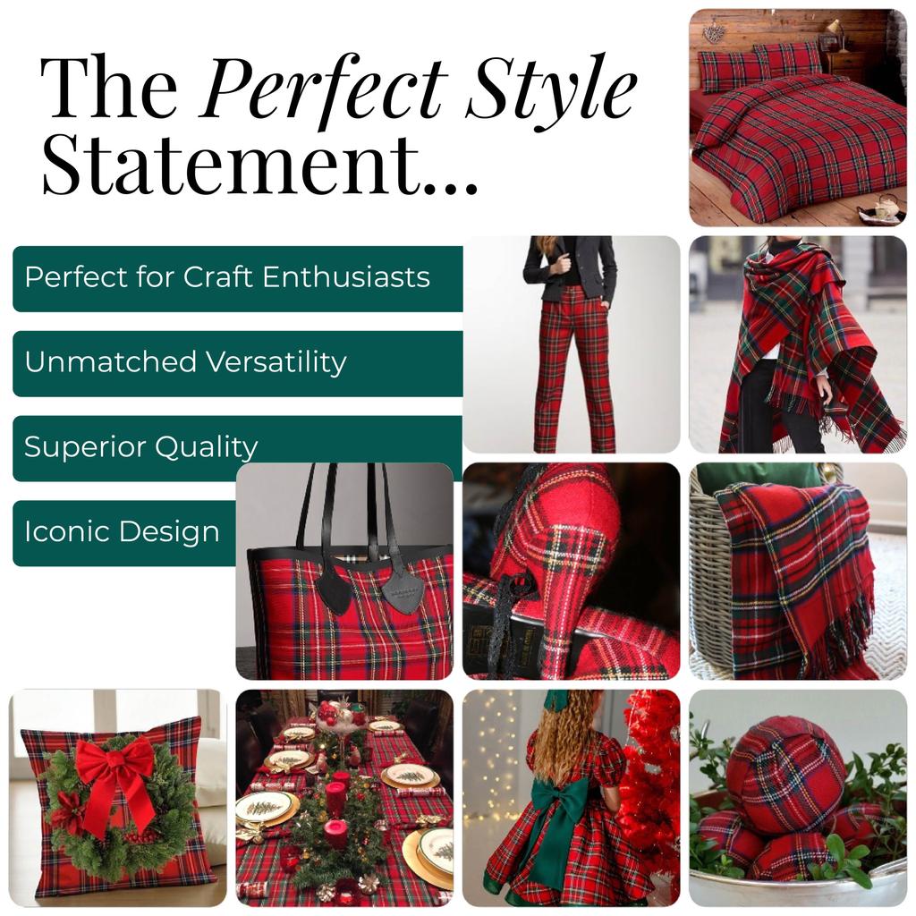 Bigreams Непрошитая рождественская пряжа, окрашенная в красную клетку в клетку тартан для шитья, продается по метрам