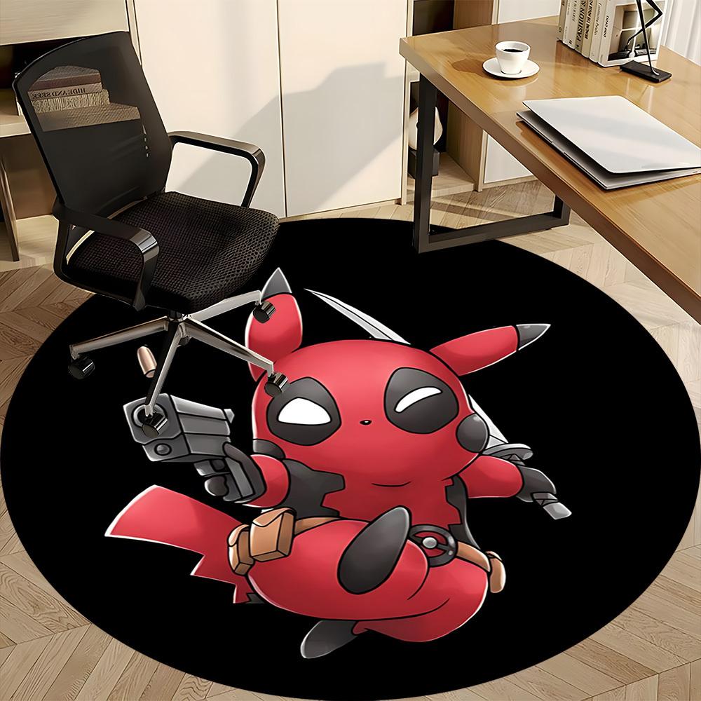 1PC Pikachu Deadpool Office Round Rug - Perfect for Office or Study Decor, Non-Slip Backing, Decorative Floor Mat yy250916050