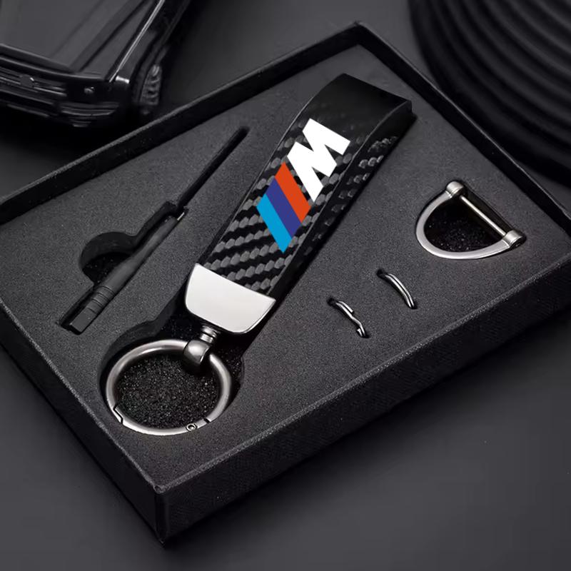 Carbon Fiber Style Car Keychain For BMW M Emblem E46 E36 E34 F10 E90 F30 E60 F30 E53 E30 E92 E87 Microfiber Leather Key Chain bzvm78