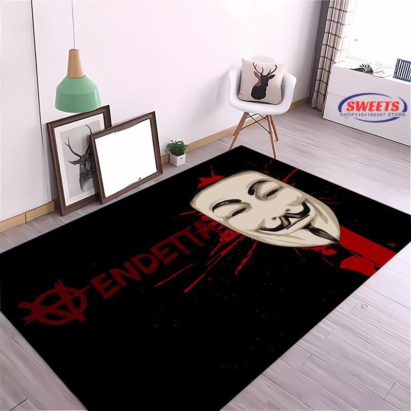 Ковер «V значит Вендетта»! Коврик для спальни, Прикроватный коврик для гостиной, Нескользящее изысканное украшение для дома, Прочный ковер, пригодный для машинной стирки