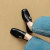 New Casual Low-top Shoes, Women's Leather Shoes, Low-heeled Flats, Black Four-season Single Shoes, One Pedal, Shallow Mouth