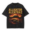 Аллигатор Алькатрас Футболка Винтажный Стиль для Мужчин Женщин Хлопковые Футболки Топы