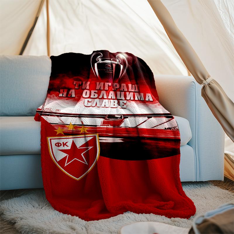 Red Star logo printed blanket—lightweight,soft,warm;versatile blanket all seasons—perfect as &air-conditioning throw,nap blanket