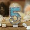 3-дюймовая свеча на день рождения, большая цифра 4, морской стиль, морская звезда, ракушки, топпер для торта, для детской вечеринки по случаю дня рождения