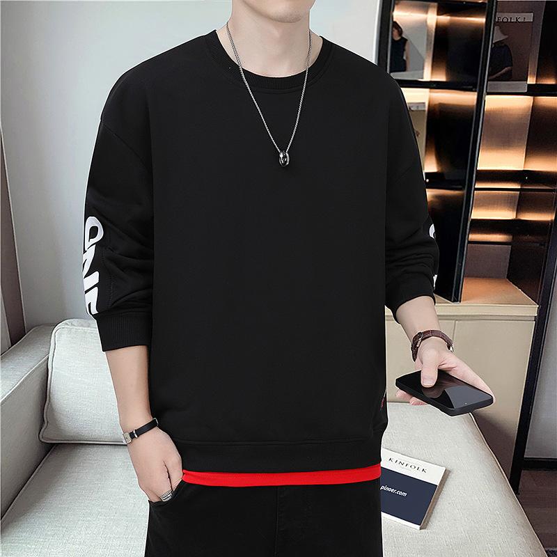 Толстовки с круглым вырезом, круглый вырез, мужской тонкий свободный свитер, весенне-осенний тренд, универсальные топы, повседневная рубашка для мальчиков