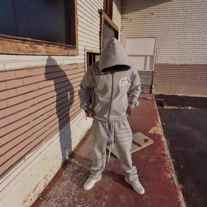 Streetwear Y2K Set Felpa con Cappuccio e Pantaloni della Tuta Stampa Trendy Pezzo Unico Giovani Adulti