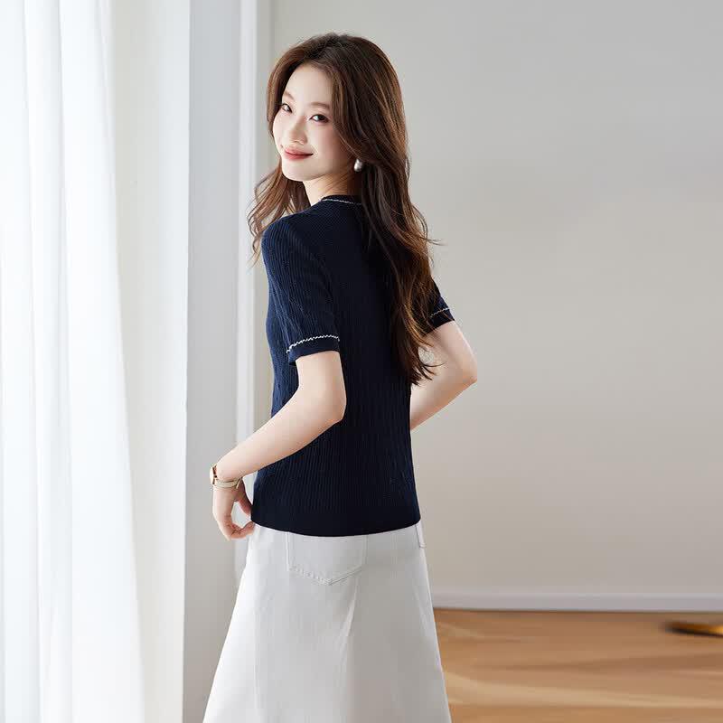 Srcr Silk-Blend Jacquard Ribbed Short-Sleeve T-Shirt