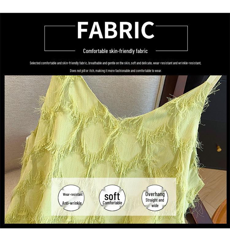 Комплект женского платья-майки с бахромой и вязаного кардигана больших размеров Весна/Лето 2025