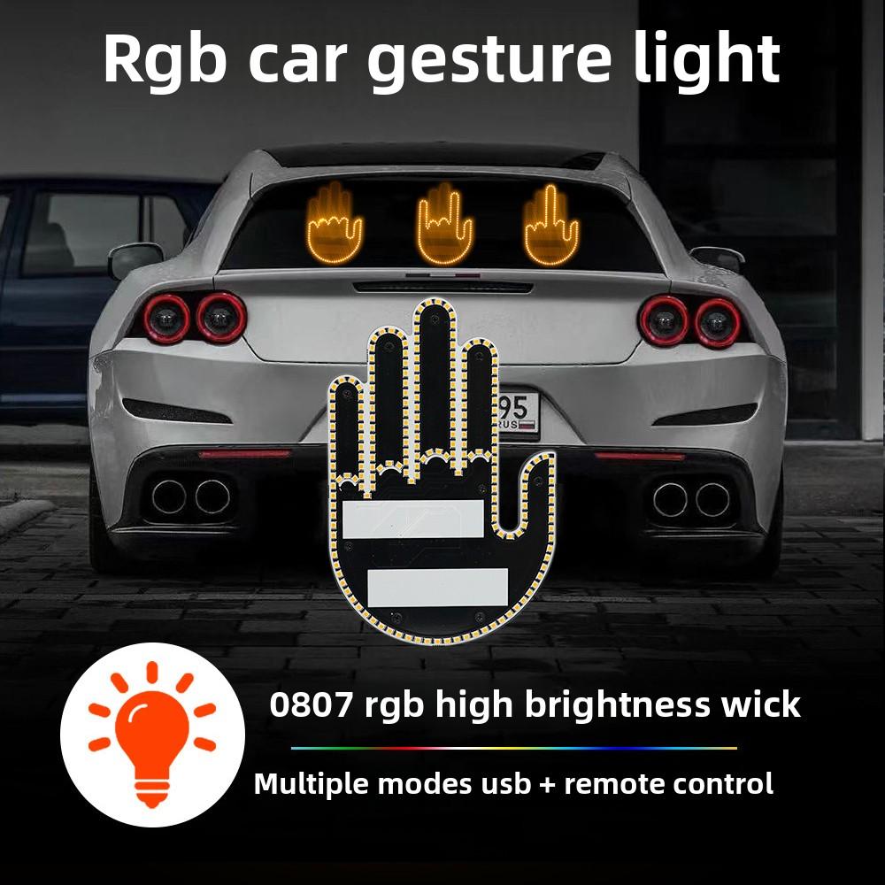 Car LED Finger Gesture Light for Rear Window LED Fun Interactive Gestures Palm Light Decoration