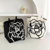Fashion Flowers Knit Handbag Women Shoulder Bag Color Contrast Portable Ladies Beach Handbag Shopping Tote
