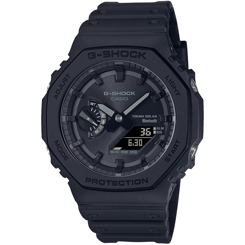 Casio unisex-adult wristwatch G-Shock Bluetooth Tough Solar model GA-B2100-1A1 matte black featuring mobile link analog-digital display carbon core
