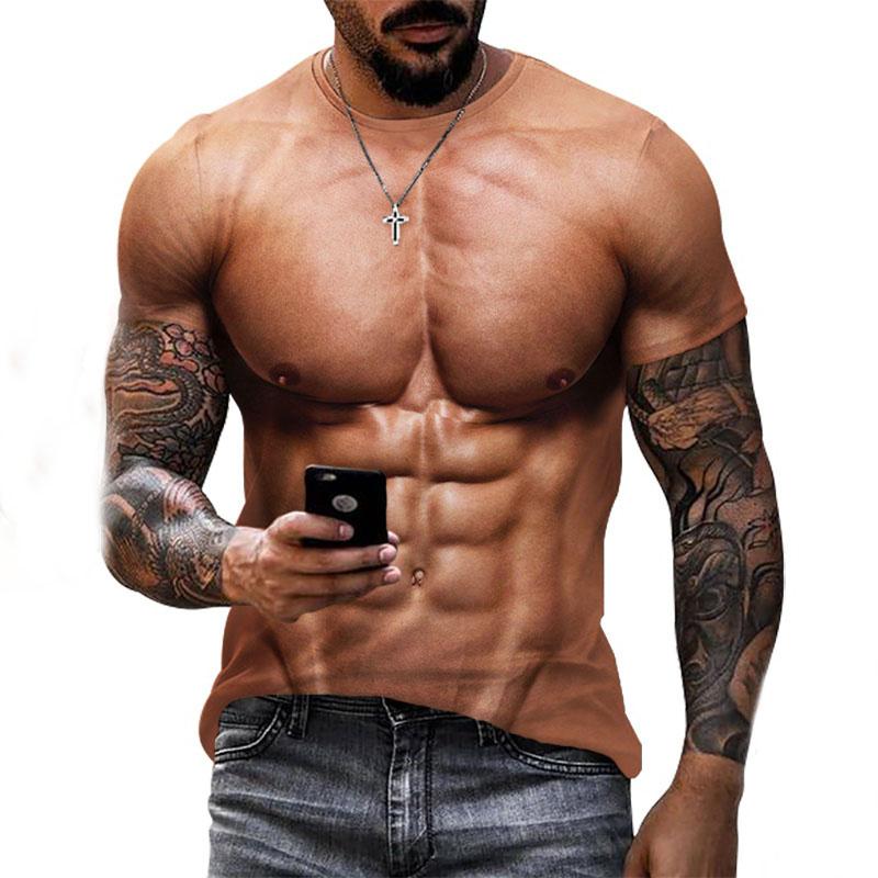 Футболка с 3D принтом Muscle Body, мужская летняя футболка, одежда, модные уличные футболки, модные топы с короткими рукавами и забавным телесным узором