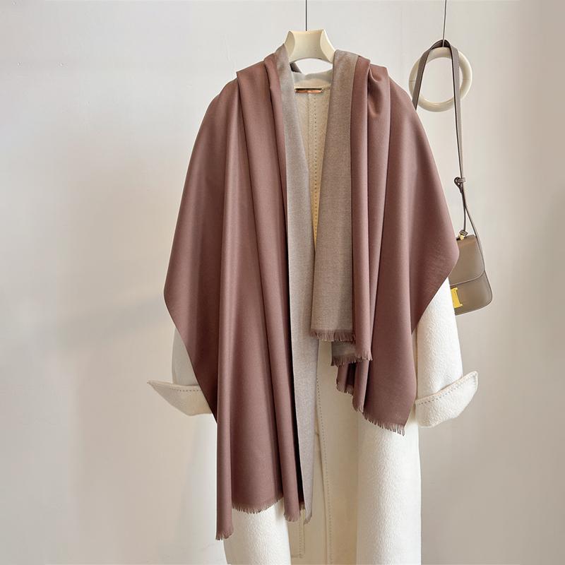 Luxury Winter Cashmere Scarf Women Two Colours Handkerchief Warm Pashmina Female Shawl Wrap Soft Pareo Bufanda Scarves Stole