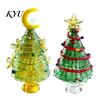 Colorful Glass Tree for Home Glazed Christmas Figurine with Star Moon Decor, Rotating Handmade Ornament Wire Wrapped Desk Mini Holiday Tabletop