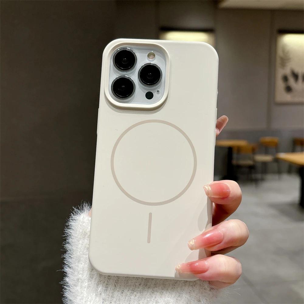 Luxury Skin Feel Original Wireless Charger Phone Case For iPhone 17 16 Pro Max 15 14 13 12 Plus For Magsafe Funda Silicone Cover