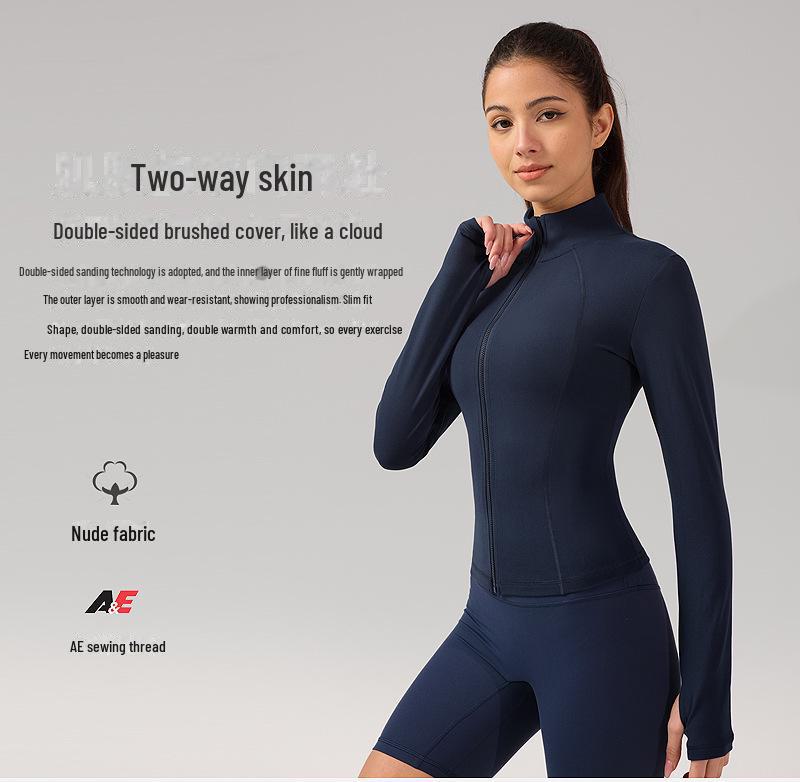 Женская быстросохнущая облегающая куртка с длинным рукавом для фитнеса для бега на открытом воздухе, йоги и тренировок