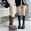 Осенне-зимние женские сапоги на плоской подошве с каблуком, высокие сапоги из высококачественной мягкой кожи PU, женские рыцарские сапоги, повседневные сапоги до колена, комфорт для женщин