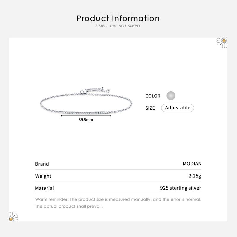 MODIAN Классический браслет-цепочка из стерлингового серебра 925 пробы с ослепительным фианитом для женщин, элегантные свадебные украшения