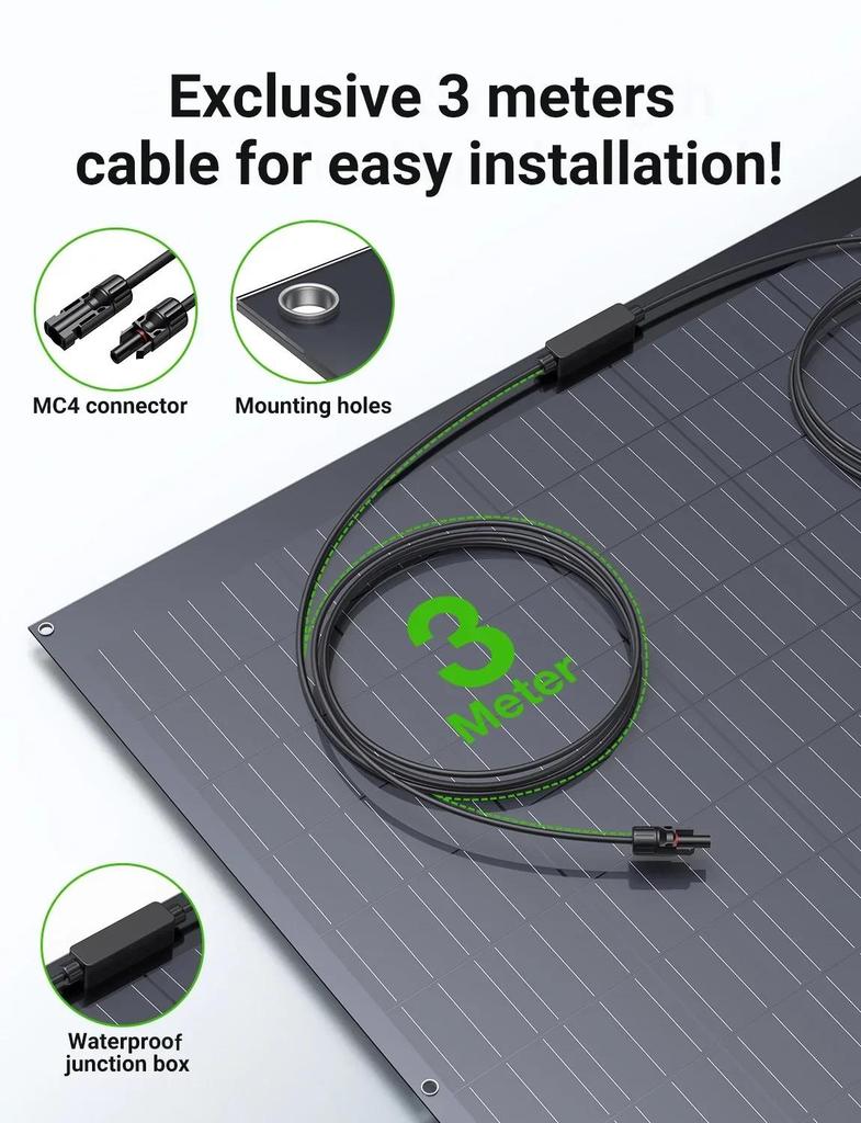 480W Flexible Solar Panel (2×240W) Monocrystalline Solar Module, ETFE Coating, for RV, Caravan, Boat, Roof,
