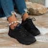 Women Sneakers Black Women Trendy Lace Up Knit Sneakers Casual Outdoor Athletic Running Gym Sports Male Women Breathable Shoes