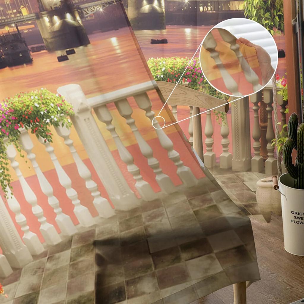 Courtyard City Night View Modern Tulle Curtains for Living Room Bedroom Home Kitchen Window Sheer Curtains