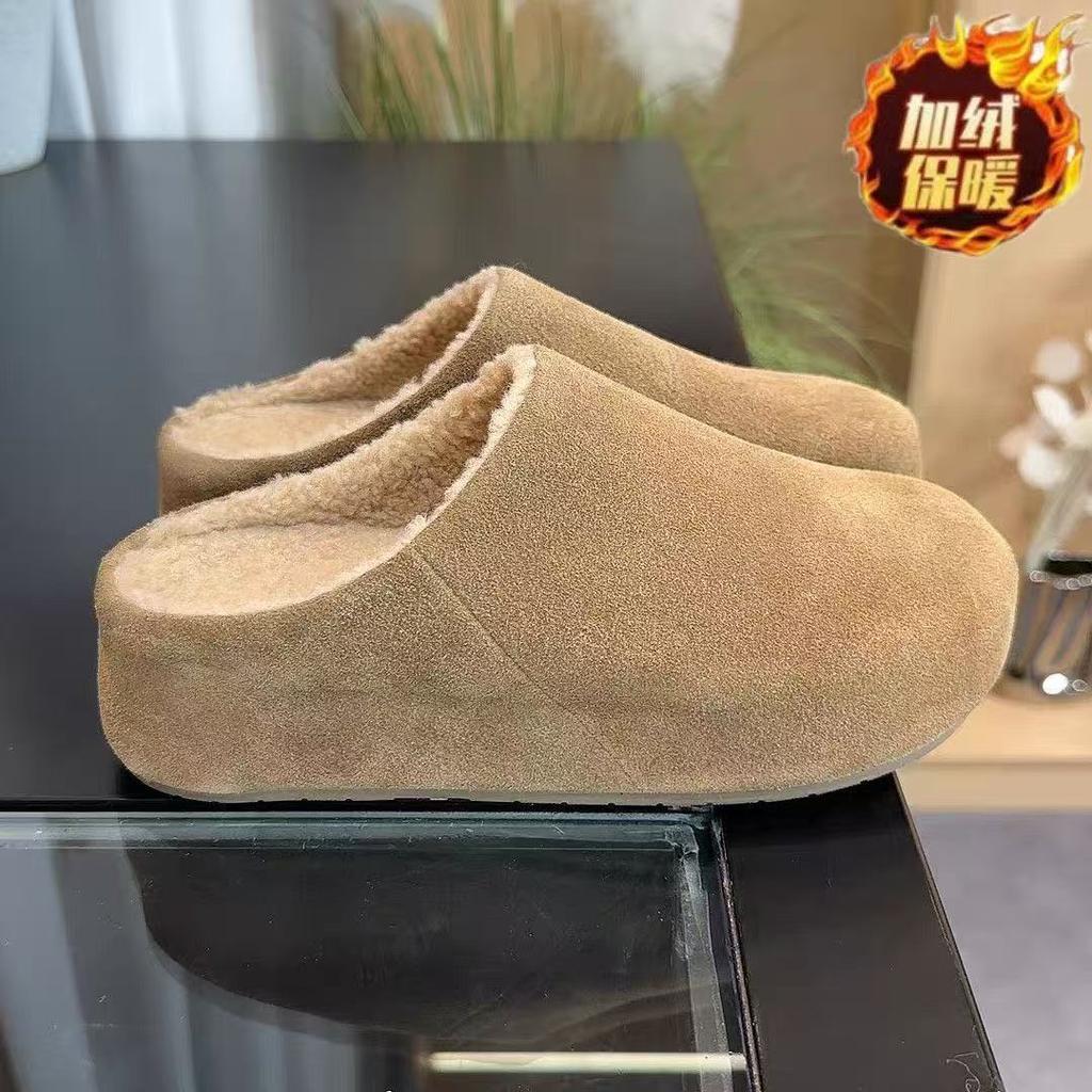 Французская сумка головка Birkenstock половина тапочек носить осень и зима новая бархатная тапочка половина одиночные туфли