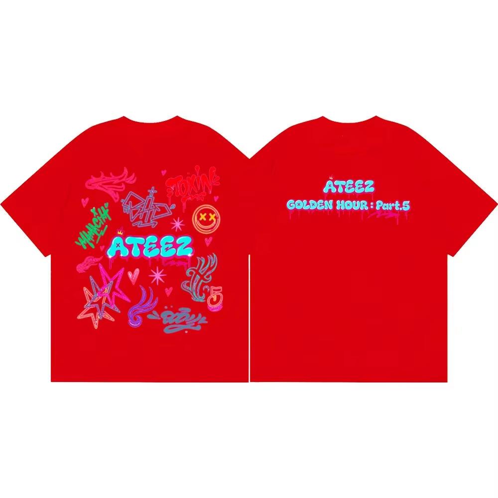 2026 Summer Hot Sale Kpop Ateez Merch High Quality Fashion T-shirts Harajuku Vintage Short Sleeve Men Women Loose Casual T-shirt