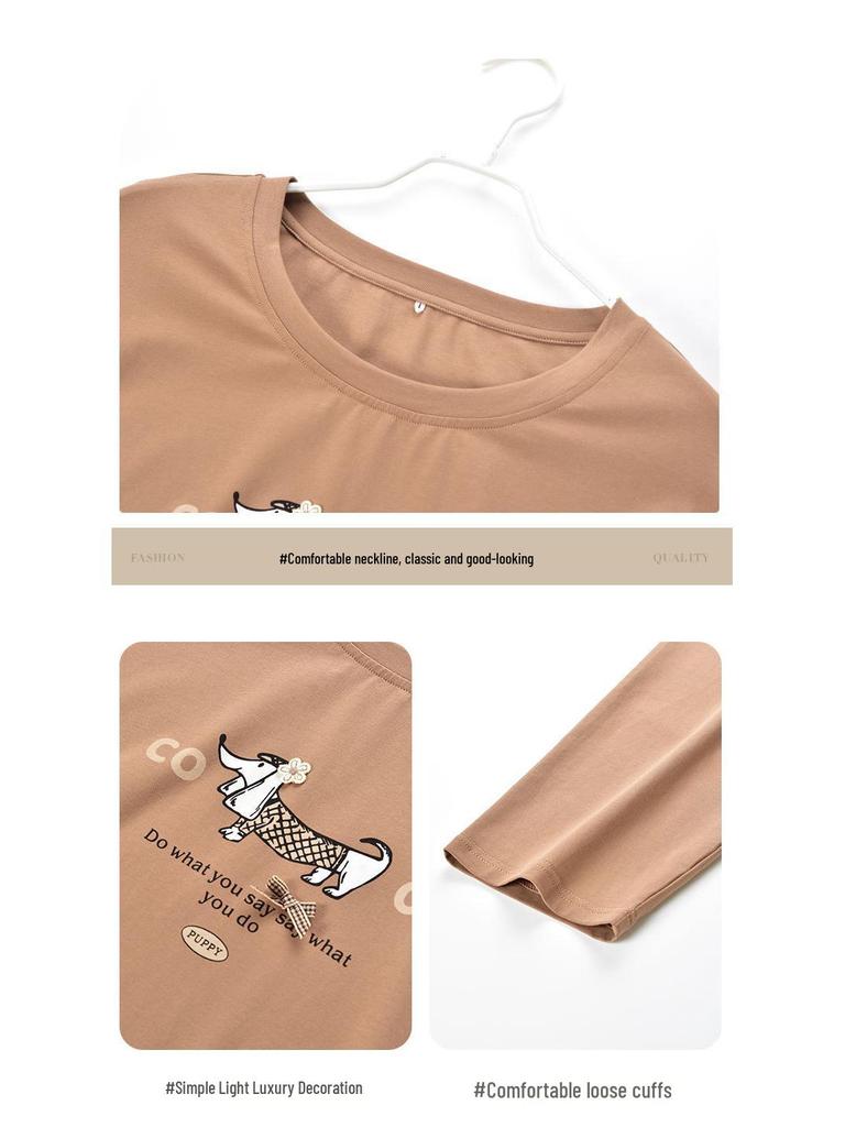 Women's Cotton Cartoon Print Pajama Set - Long Sleeve and Pants, Lycra Cotton, Casual & Elastic, Autumn Homewear