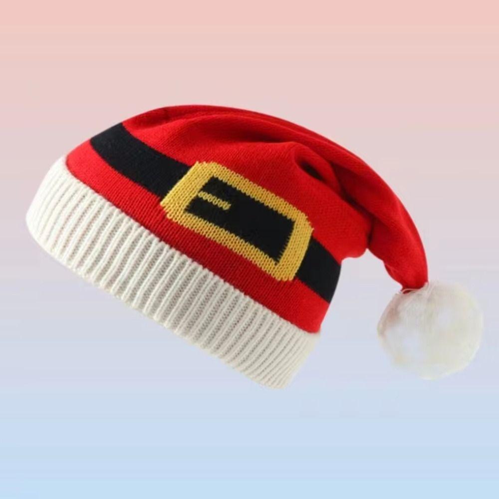 Red Knitted Knit Christmas Beanie Dress Up Santa Claus Cap Women Men Christmas Hat Outdoor