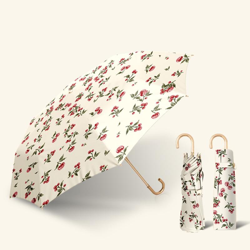 Французский изогнутый крючок, цветной резиновый крючок для зонта, женский зонтик от солнца с цветочным рисунком принцессы, сверхлегкий складной зонт