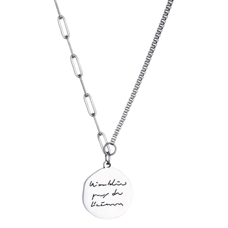 Женская хип-хоп ключичная цепочка с металлическим круглым кулоном-биркой