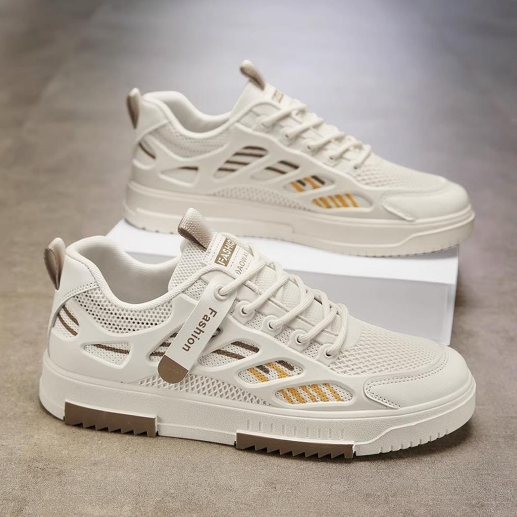 Breathable Mesh Shoes Men's Trend Versatile White Shoes Sports and Leisure Board Shoes Trendy Shoes