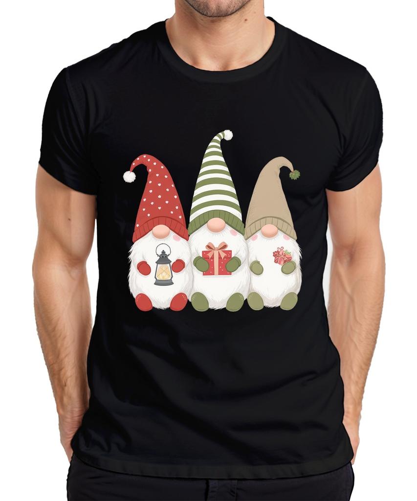 Christmas Elf Christmas Gnome Three Elf Gift Lantern Mens T-Shirt