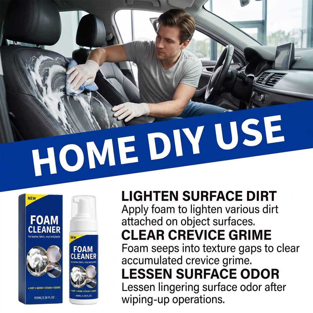 Multi-purpose Foam Cleaner: Rich, Dense Foam Suitable for Various Materials – Ideal for Car Interiors and Home DIY Cleaning